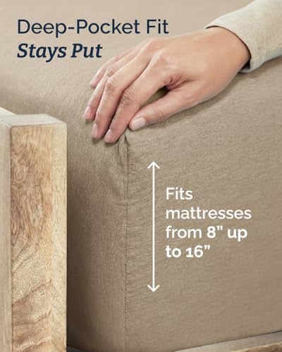 Twin XL Size 3 Piece Sheet Set - Breathable & Cooling - Heathered Beige