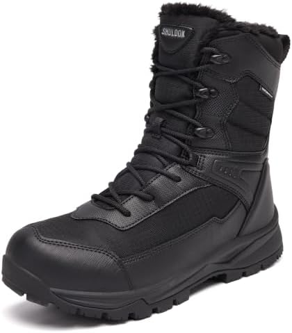 SHULOOK Men's Waterproof Winter Snow Boots Comfort Hiking Outdoor Boots