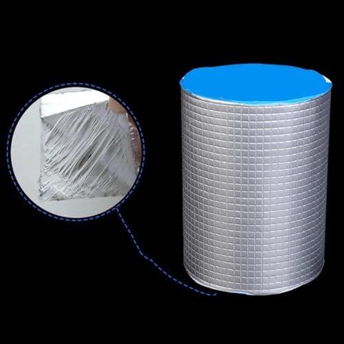 Waterproof Tape Butyl Tape Aluminum Foil Tape Butyl Tape Aluminum Foil Butyl Rubber Tape High Temperature Super Resistant god kvalitet Self Adhesive Wall Crack Roof Pipe Repair(10cm X 5 Meter)
