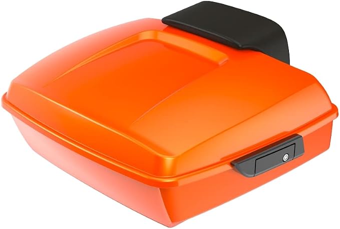 Advanblack Road Glide Tour Trunk Pack Wicked Orange Pearl Chopped Tour Trunk Pack Backrest Pad for '97-'25 Harley Touring Road King Street Glide Electra Glide CVO models
