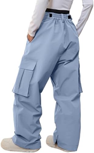 Women's Baggy Snow Snowboard Pants Loose Fit Cargo Ski Pants Bibs Insulated
