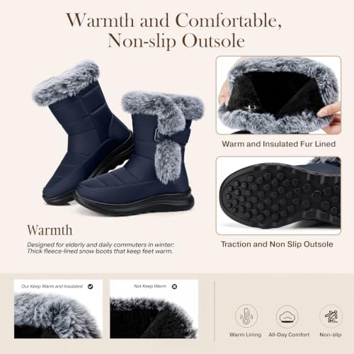 SHIBEVER Warm Winter Boots for Women: Snow Comfortable Casual Walking Boot
