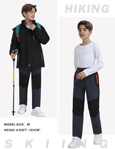 MoFiz Boys Snow Ski Pants Fleece Waterproof Winter Outdoor Hiking Pants