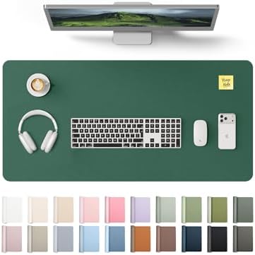 YSAGi Leather Desk Pad Protector, Office Desk Mat, Large Mouse Pad, Non-Slip PU Leather Desk Blotter, Laptop Desk Pad, Waterproof Desk Writing Pad for Office and Home (Seafoam Green, 35.4" x 17")