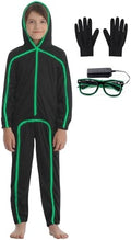 Vanderdyken Stick Figure Costume Kids Light up Stickman Costume Glow in the Dark Halloween Outfit for Boys and Girls