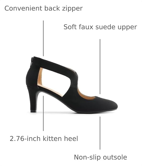DREAM PAIRS Women's Pumps Closed Pointed Toe Kitten Heels | Elegant Party Dress Shoes with Chic Crisscross Cutouts, 2.76 Inch Heel, and Back Zip for Polished, All-day Secure Strides