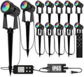 SUNTHIN Outdoor RGBW Landscape Lighting with Remote, Dusk to Dawn, 12 Pack