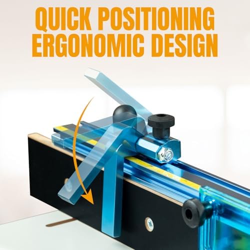 POWERTEC Router Table Fence Kit Deluxe System 3-3/8” Tall 24" Long, Router Table Top, Routing Tables for Woodworking w/Reversible Flip Stop, Dust Port, Adjustable Bit Guard, Featherboard - 71536E