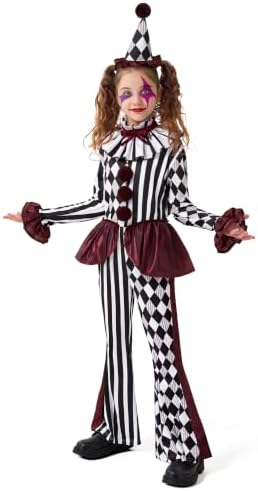 Spooktacular Creations Halloween Clown Costume for Girls, Jester Clown Costume for Kids, Halloween Role Play & Dress Up