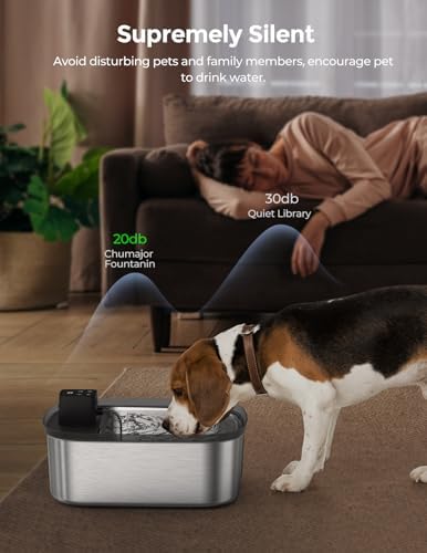 Chumajor 7.5l Wireless Dog Water Fountain Stainless Steel with 6pcs Filters