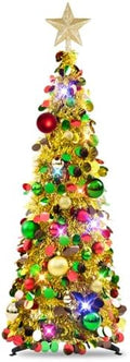 N&T NIETING Pop Up Christmas Tree with Lights & Ornaments, 3FT, Gold