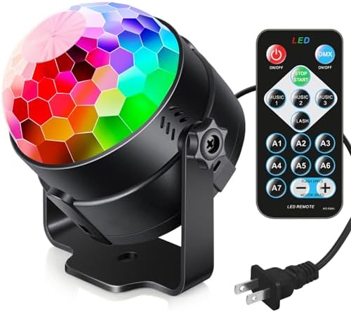 Luditek Sound Activated Party Lights with Remote DJ Lighting, Disco Ball Strobe Stage Light for Home Room Dance Parties Birthday Karaoke Stocking Stuffers New Years Eve Halloween Christmas Decorations
