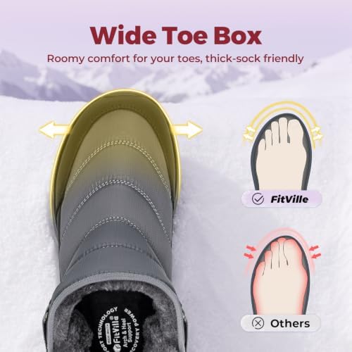 FitVille Snow Boots for Women Wide Width, Warm Fur Lined Winter Boots