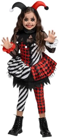 Spooktacular Creations Girls Clown Costume, Halloween Evil Clown Costume, Jester Dress for Girls Halloween