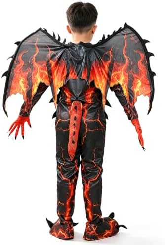 Kids Dragon Costume, Boys Dragon Halloween Costume with Mask, Wings & Tail