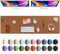 Aothia Faux Leather Desk Mat - Large Mouse Pad, Non-Slip PU Leather Blotter, Waterproof Writing Surface for Office and Home (Brown, 63" x 17")