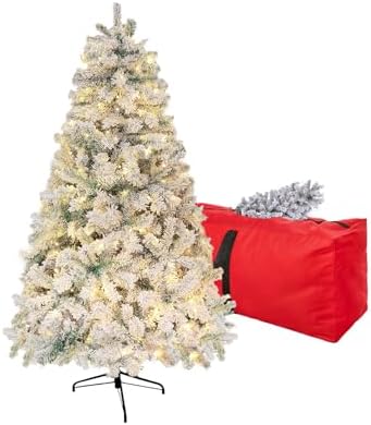 4ft Flocked Prelit Artificial Christmas Tree,Arbol de Navidad Xmas Tree