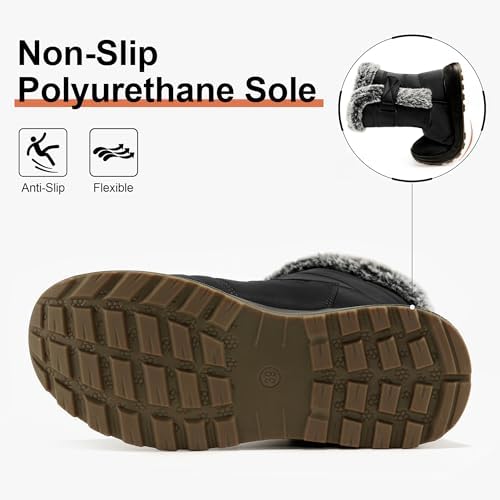 Winter Snow Boots for Women 2026: All-day Comfort Warm Fur Lined Mid Calf Hook Loop Waterproof Outdoor Shoes for Walking