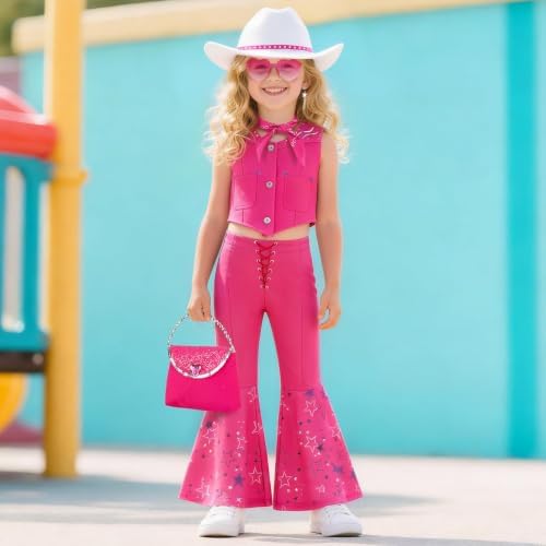 Cowgirl Costume Girls Kids Disco Outfits Movie Heroine Dress Up for Halloween Birthday Cosplay Party