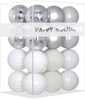 White & Silver 3.2" Large Christmas Balls - Christmas Tree Decoration Ornaments Shatterproof Hanging Balls for Birthday Halloween Holiday Wedding Decorations Set of 24pcs