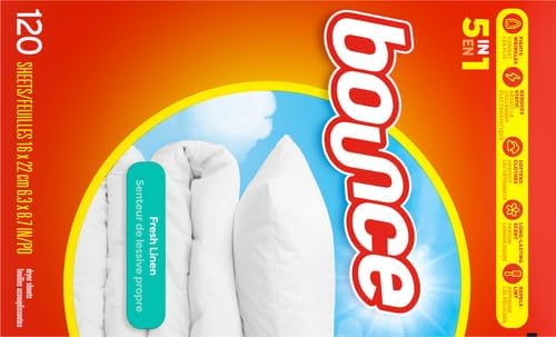Bounce Fresh Linen Scented Fabric Softener Dryer Sheets, 120 Count (Pack of 2)