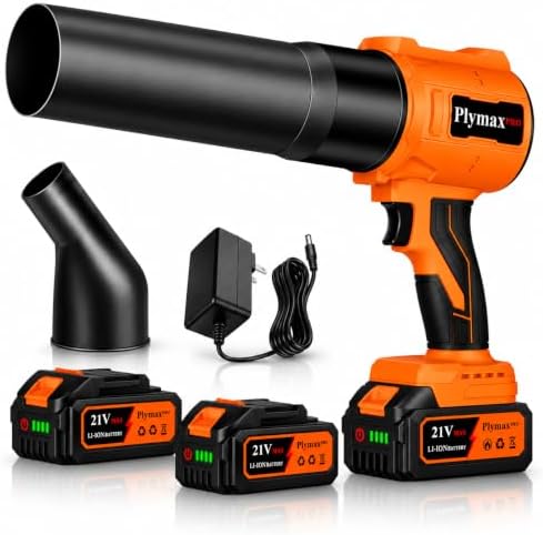 Cordless Leaf Blower, 800,000 RPM Electric Handheld Blower, Leaf Blower Cordless with 2×4.0Ah Batteries & Charger,Snow Blowers with 2-Nozzles for Patio,Lawn Care,Dust,Snow & Car Drying, Orange