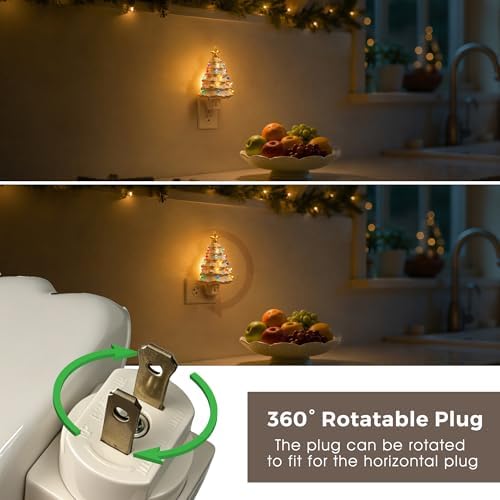 L LOHAS LED Christmas Tree Night Light, Ceramic Night Lights for Kids