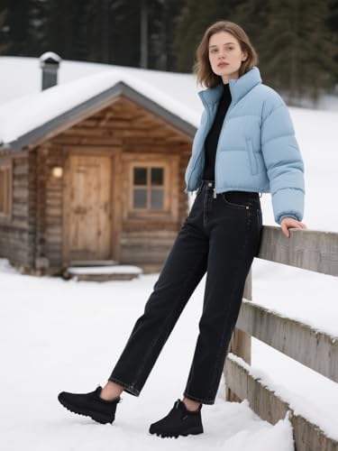 SHIBEVER Winter Snow Boots for Women: Slip On Ankle Fur Lined Warm Boot