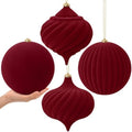 Civaner 4 Pcs Large Velvet Christmas Ball,8 Inch,Burgundy