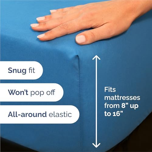 King Size 4 Piece Sheet Set - Breathable & Cooling Sheets - Denim Blue