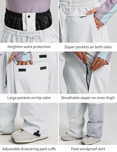 GSOU SNOW Mens Womens Snow Pants Baggy Snowboard Ski Pants 15K Waterproof