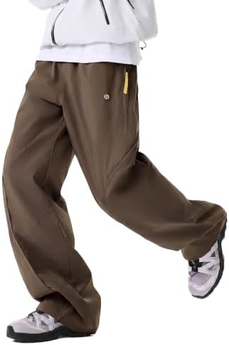 Men's Water-Repellent Ski Snow Hiking Pants Baggy Straight Leg
