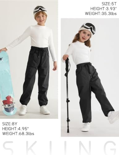 QBK Toddler Snow Pants Fleece Lined Waterproof Ski Pants for Boys & Girls