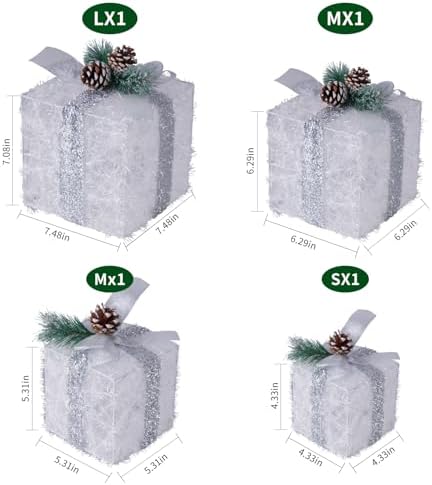 Set of 4 Christmas Lighted Gift Boxes, Multicolor Holiday Decor