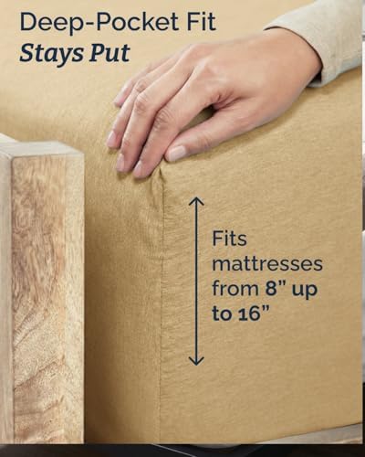 Twin XL Size 3 Piece Sheet Set - Comfy Breathable & Cooling - Heathered Tan