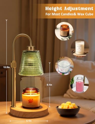 Sage Green Candle Warmer Lamp with Timer Home Decor Gifts for Women