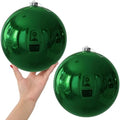 Emerald Green 8.0" Extra Large Christmas Balls Ornaments - Christmas Tree Decorations Shatterproof Shiny Hanging Balls for Birthday St. Patrick's Day Easter Mardi Gras Wedding Decorations Set of 2pcs