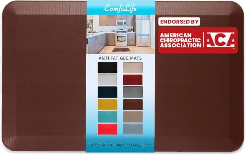 ComfiLife Anti Fatigue Floor Mat – 3/4 Inch Thick Kitchen Mats for Floor, Standing Desk Mat, Kitchen Rug – Comfort at Home, Office – Durable – Stain Resistant – Non-Slip Bottom (20" x 32", Brown)