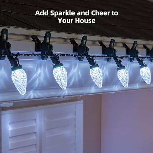C9 LED Christmas Lights Outdoor, 97ft 150 LED Waterproof Strawberry Christmas Decorations String Lights, Plug in Vintage Christmas Tree Lights for Outside, Roof, Patio, Wedding, Party, Pure White