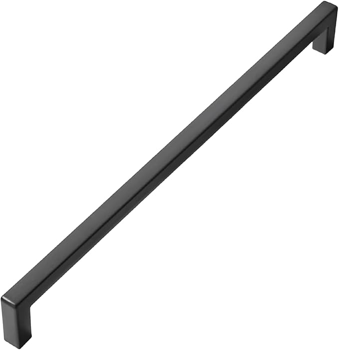 khtumeware 1 Pack 18 inch Center to Center Solid Black Cabinet Pulls Square Bar Drawer Handles Cabinet Handles Matte Black Drawer Pulls Kitchen Cabinet Hardware