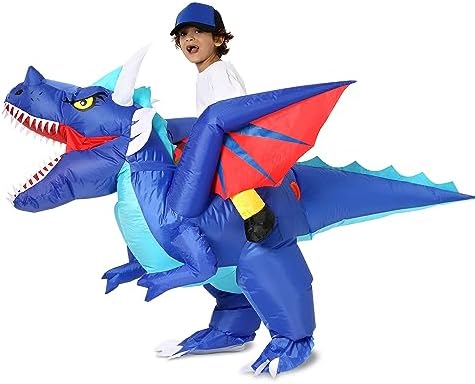 Ozyalo Inflatable Dragon Costume Kids Size, Halloween Blow Up Dinosaur Costume for Boys Girls, Funny Ride On Dinosaur Costume