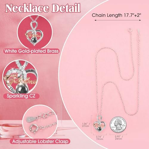 ADDWel Grandma Birthday Gifts, Preserved Rose Box with Grandma Necklace