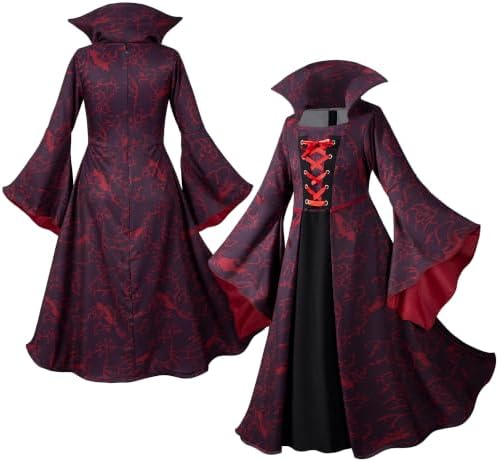 Vampire Costume for Girls, Gothic Victorian Vampiress Dress Set
