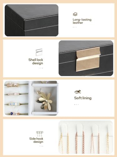 BOOVO Jewelry Boxes for Women, White and Black 6 Layer Large Jewelry Box for Necklace, Bracelet, Earrings, Rings Storage, Jewelry holder Organizer for Girls Gift (Black, 5 Layer)