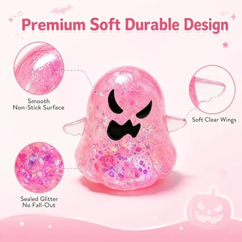 Halloween Spooky Super Soft Stress Balls | Squishy Sensory Squeeze Toy Relief Fidget Gift for Women Men Horror Holiday & Birthday Gift Party Favor(Purple)