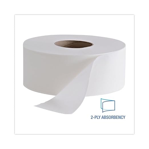 Boardwalk 410323 Jumbo Roll Bathroom Tissue 2-Ply White 3.4-Inch x 1000 ft 12 Rolls/Carton