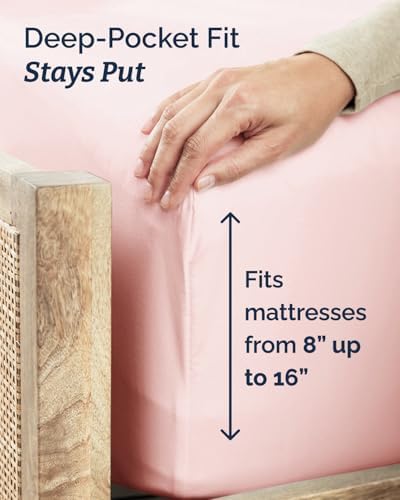 Twin Size 3 Piece Sheet Set - Comfy Breathable & Cooling Sheets - Baby Pink
