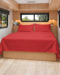 Short Queen Size 4 Piece Bed Sheet Set - RV Short Queen Sheets - Red