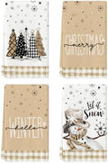 Artoid Mode Brown Snowman Christmas Kitchen Towels Set of 4 18x26 Inch