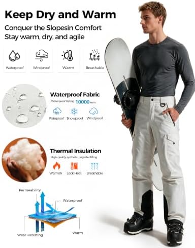wantdo Men's Snow Pants Warm Winter Ski Bibs Outdoor Snowboard Overalls
